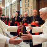 Benedetto XVI a Francesco: «Santo Padre, nella sua bontà mi sento protetto» (video)