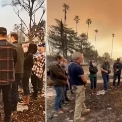 los angeles incendio macerie preghiera
