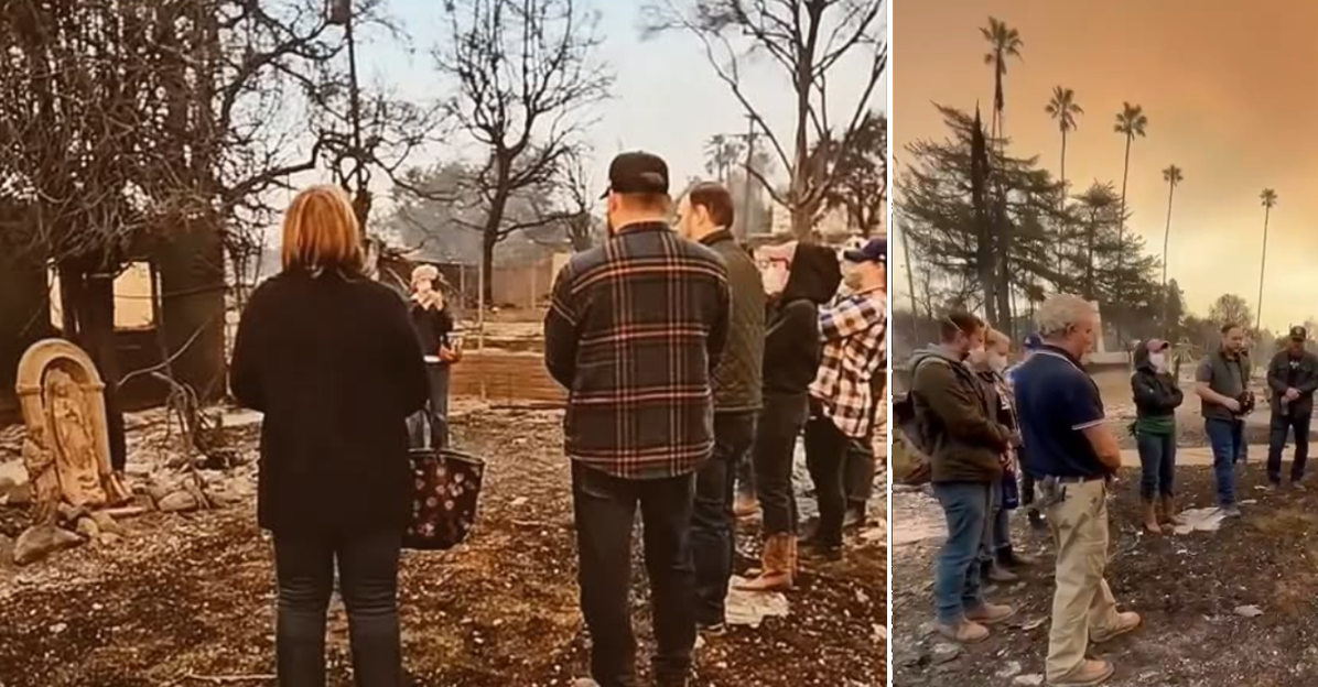 los angeles incendio macerie preghiera