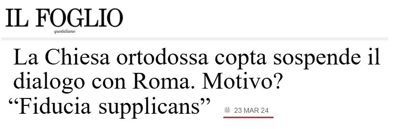 chiesa copta fiducia supplicans